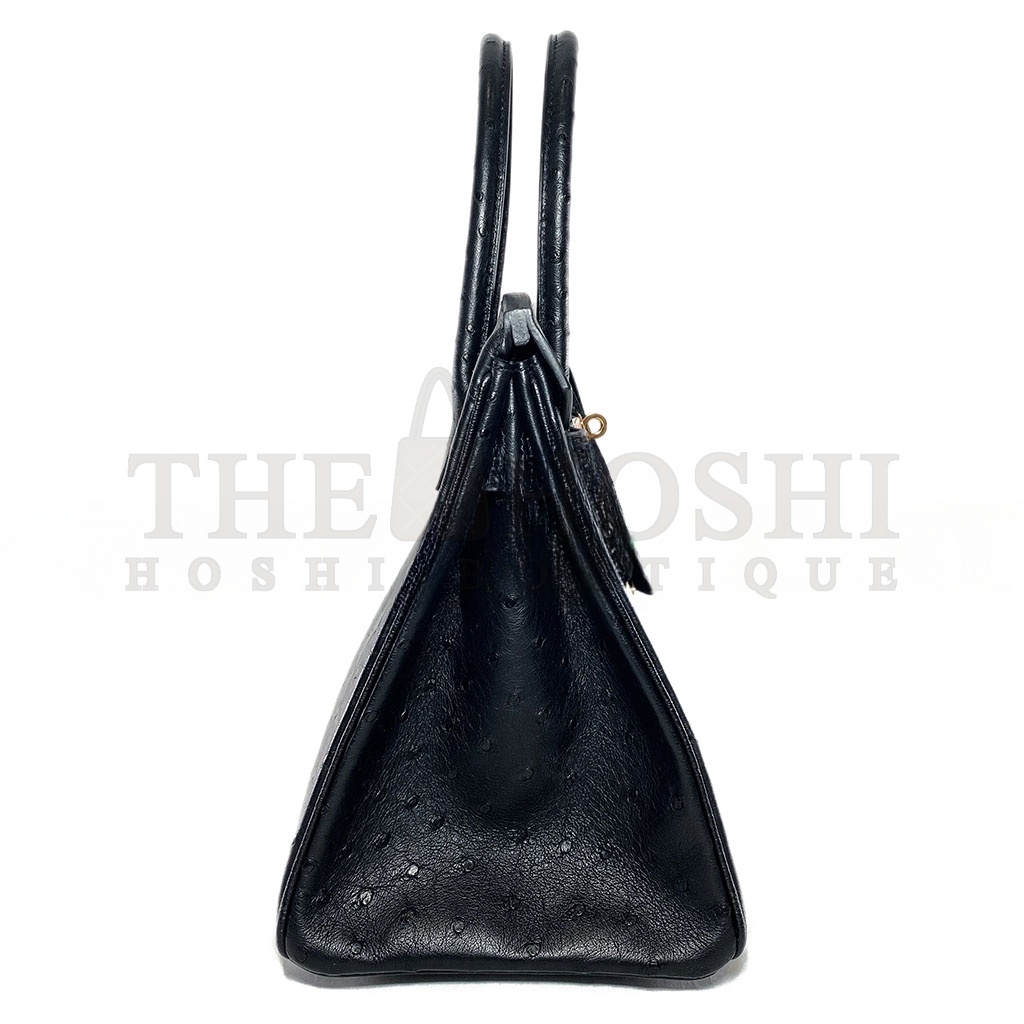 H**me5 MASTER BIRKIN 30 BLACK OSTRICH ROSE GOLD HARDWARE 346920 (30*24*16cm) Master Quality